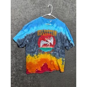 Led Zeppelin US Tour 1975 Tie Dye Graphic T-Shirt Mens 2XL Icarus Blue Orange